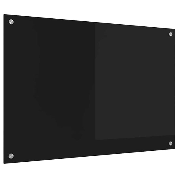 vidaXL Kitchen Splashback Black 90 x 60 cm Tempered Glass
