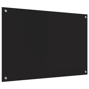 vidaXL Kitchen Splashback Black 90 x 60 cm Tempered Glass