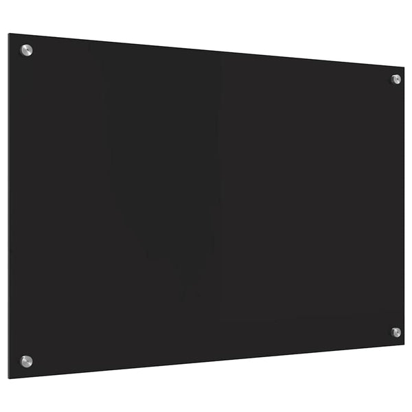 vidaXL Kitchen Splashback Black 90 x 60 cm Tempered Glass
