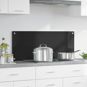 vidaXL Kitchen Splashback Black 100 x 40 cm Tempered Glass