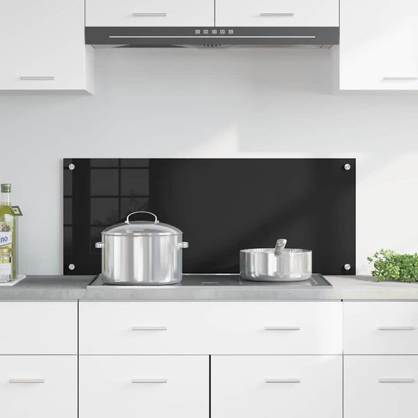 vidaXL Kitchen Splashback Black 100 x 40 cm Tempered Glass
