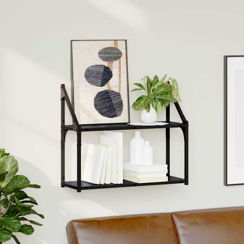 vidaXL Wall Shelf Black Oak Look 60 x 21 x 51 cm Engineered Wood