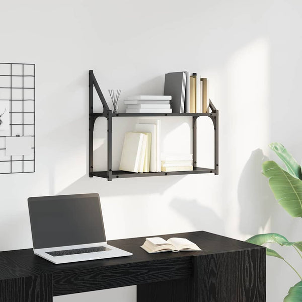 vidaXL Wall Shelf Black Oak Look 60 x 21 x 51 cm Engineered Wood
