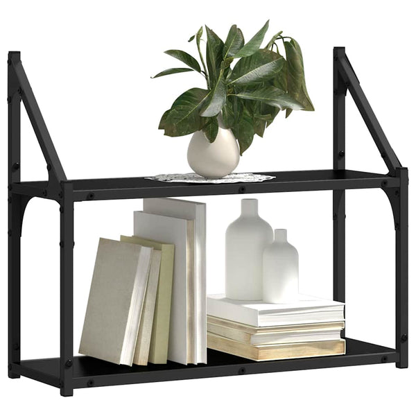 vidaXL Wall Shelf Black Oak Look 60 x 21 x 51 cm Engineered Wood