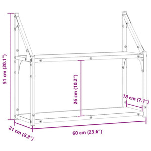 vidaXL Wall Shelf Black Oak Look 60 x 21 x 51 cm Engineered Wood