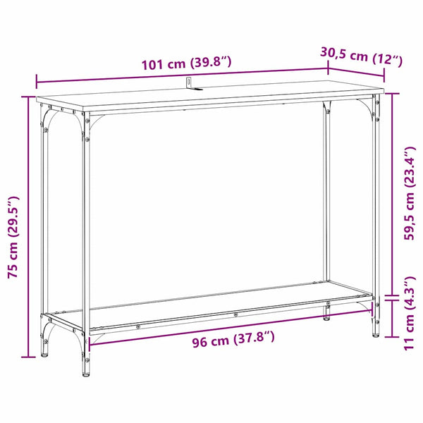 vidaXL Console Table Artisan Oak 101 x 30.5 x 75 cm Engineered Wood