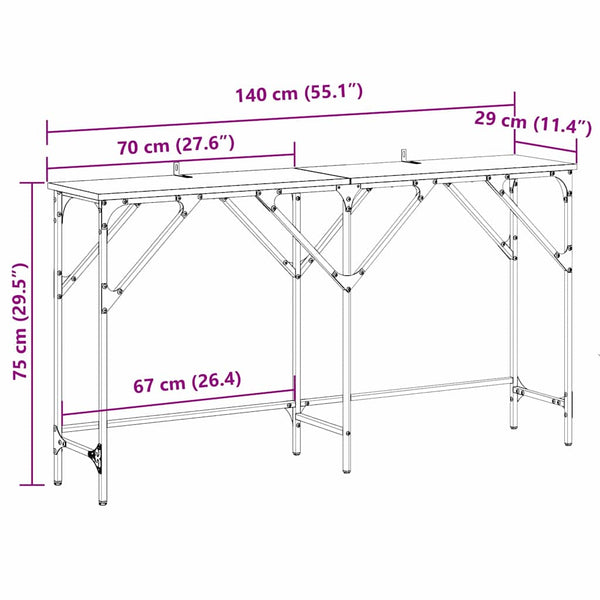 vidaXL Console Table Reclaimed Wood 140 x 29 x 75 cm Engineered Wood