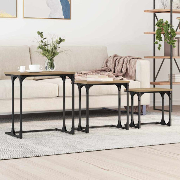 vidaXL Nesting Coffee Table 3 pcs Artisan Oak Engineered Wood