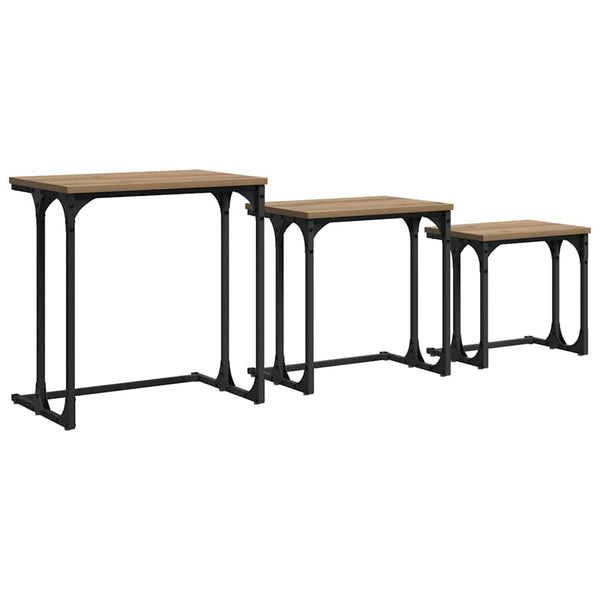 vidaXL Nesting Coffee Table 3 pcs Artisan Oak Engineered Wood