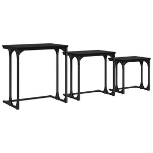 vidaXL Nesting Coffee Table 3 pcs Black Oak-Look Engineered Wood