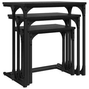 vidaXL Nesting Coffee Table 3 pcs Black Oak-Look Engineered Wood