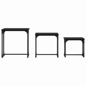 vidaXL Nesting Coffee Table 3 pcs Black Oak-Look Engineered Wood