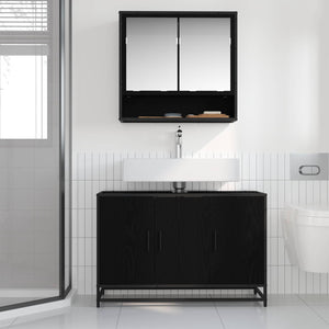 vidaXL Bathroom Cabinet with Door Black Oak-look 90 x 33 x 60 cm