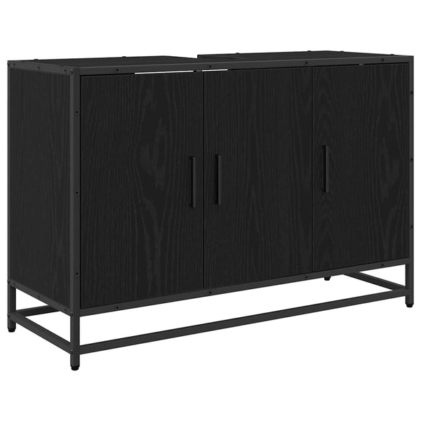 vidaXL Bathroom Cabinet with Door Black Oak-look 90 x 33 x 60 cm