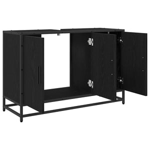 vidaXL Bathroom Cabinet with Door Black Oak-look 90 x 33 x 60 cm