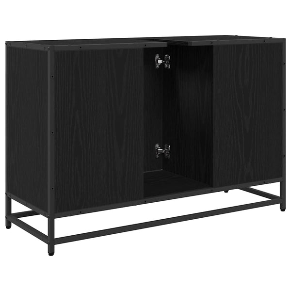 vidaXL Bathroom Cabinet with Door Black Oak-look 90 x 33 x 60 cm