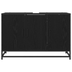 vidaXL Bathroom Cabinet with Door Black Oak-look 90 x 33 x 60 cm