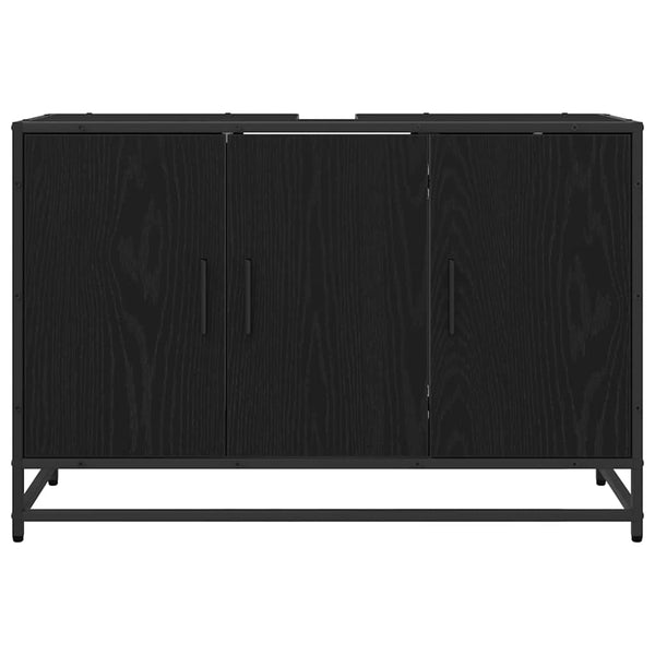 vidaXL Bathroom Cabinet with Door Black Oak-look 90 x 33 x 60 cm
