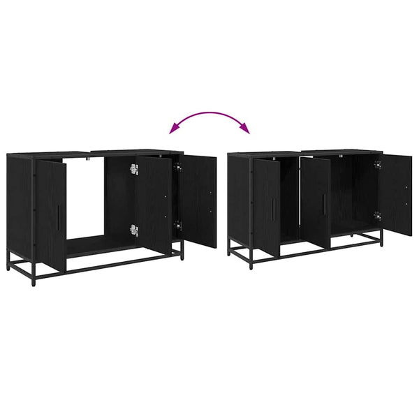 vidaXL Bathroom Cabinet with Door Black Oak-look 90 x 33 x 60 cm