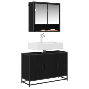 vidaXL Bathroom Cabinet with Door Black Oak-look 90 x 33 x 60 cm