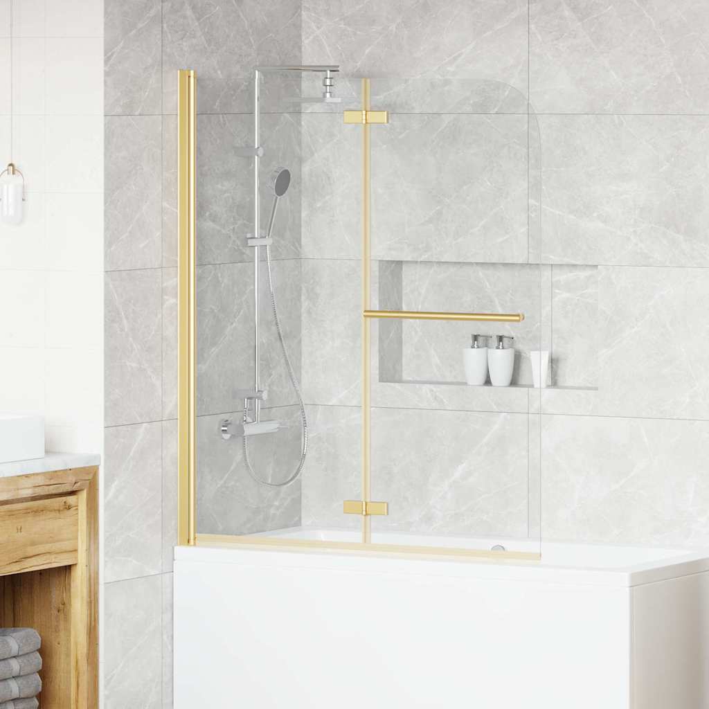 vidaXL Shower Screen Transparent and Gold 120 x 140 cm