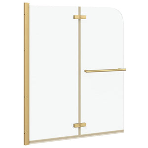 vidaXL Shower Screen Transparent and Gold 120 x 140 cm