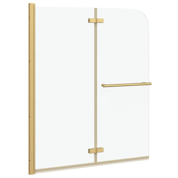 vidaXL Shower Screen Transparent and Gold 120 x 140 cm