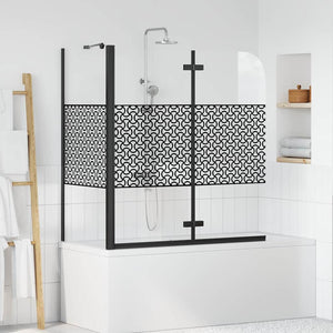 vidaXL Geometric Black Shower Screen 120 x 67 x 129 cm