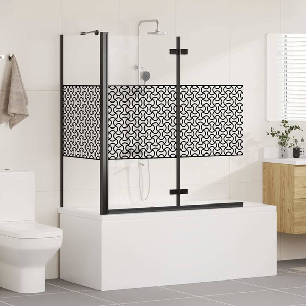 vidaXL Geometric Black Shower Screen 120 x 67 x 129 cm