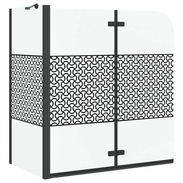 vidaXL Geometric Black Shower Screen 120 x 67 x 129 cm