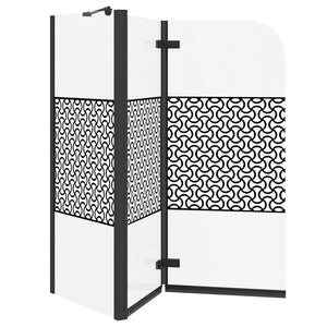vidaXL Geometric Black Shower Screen 120 x 67 x 129 cm