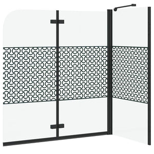 vidaXL Geometric Black Shower Screen 120 x 67 x 129 cm