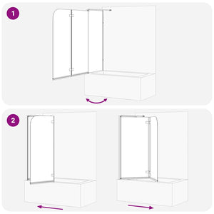 vidaXL Geometric Black Shower Screen 120 x 67 x 129 cm