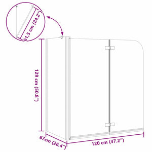 vidaXL Geometric Black Shower Screen 120 x 67 x 129 cm