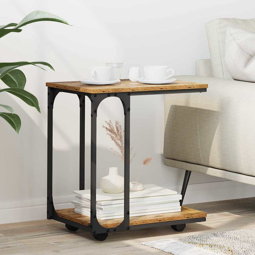 vidaXL Side Table with Shelf Reclaimed Wood 50 x 35 x 55.5 cm Engineered Wood