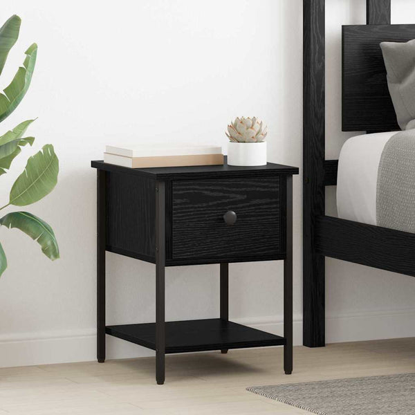vidaXL Bedside Table Black Oak Look 34 x 35.5 x 45 cm Engineered Wood