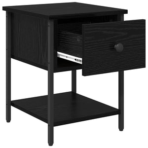 vidaXL Bedside Table Black Oak Look 34 x 35.5 x 45 cm Engineered Wood