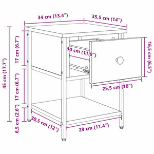 vidaXL Bedside Cabinets 2 pcs Black Oak Look 34 x 35.5 x 45 cm