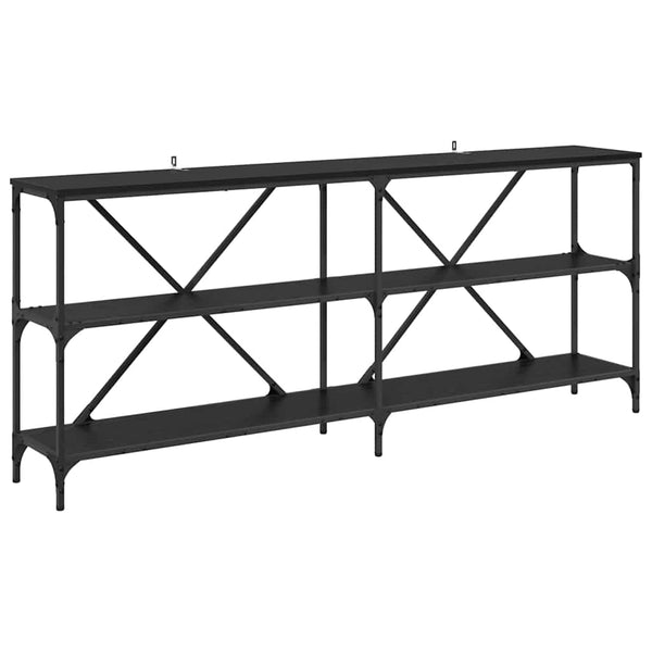 vidaXL Console Table with Shelf Black Oak Look 180 x 30 x 75 cm