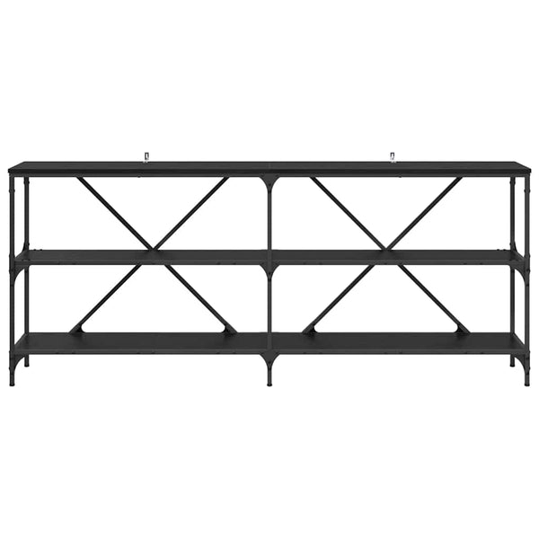 vidaXL Console Table with Shelf Black Oak Look 180 x 30 x 75 cm