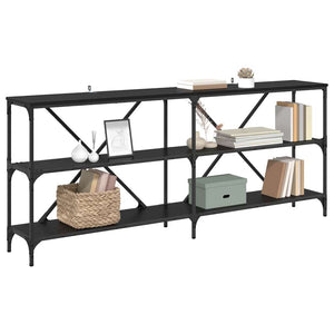 vidaXL Console Table with Shelf Black Oak Look 180 x 30 x 75 cm