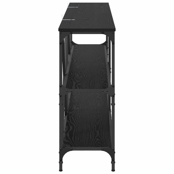 vidaXL Console Table with Shelf Black Oak Look 180 x 30 x 75 cm