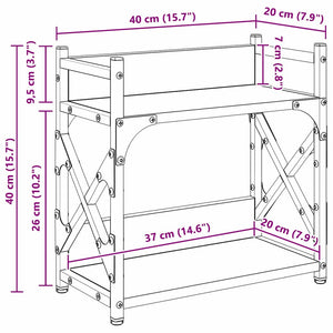 vidaXL Printer Stand Black Oak-Effect 40 x 20 x 40 cm