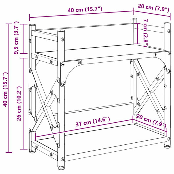 vidaXL Printer Stand Black Oak-Effect 40 x 20 x 40 cm