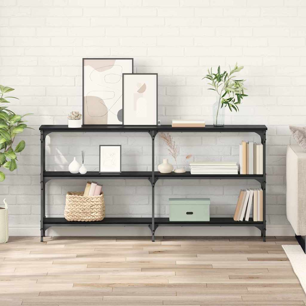 vidaXL Console Table Black Oak-Look 150 x 29 x 75 cm