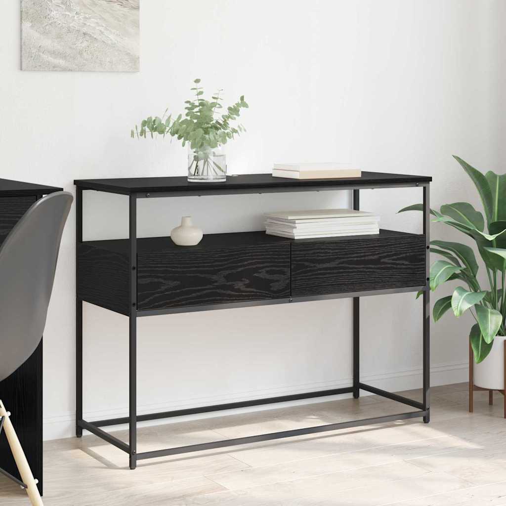 vidaXL Console Table Black Oak Look 100 x 40 x 75 cm