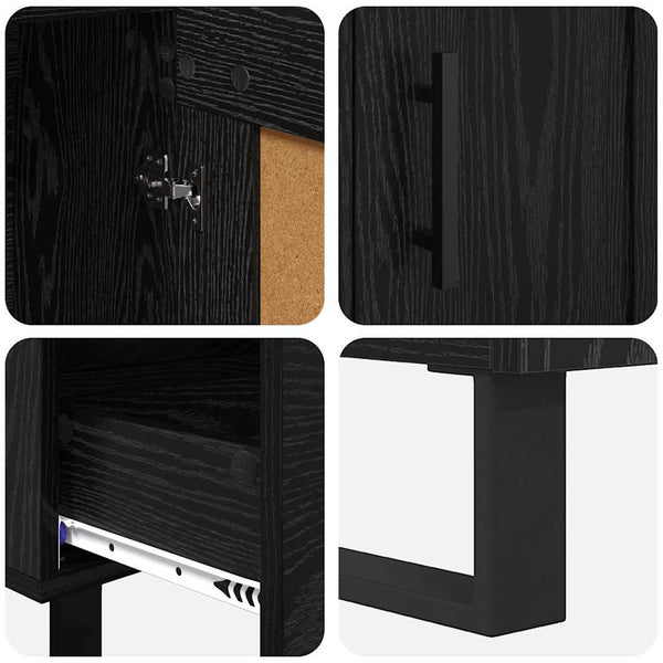 vidaXL Highboard Black Oak Look 69.5 x 31 x 115 cm Engineered Wood