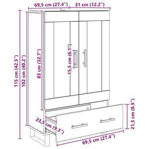 vidaXL Highboard Black Oak Look 69.5 x 31 x 115 cm Engineered Wood