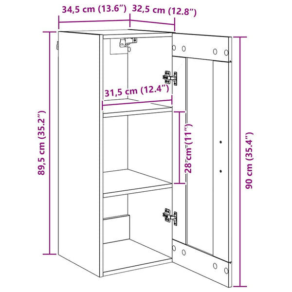 vidaXL Wall Cabinet Artisan Oak 34.5 x 34 x 90 cm