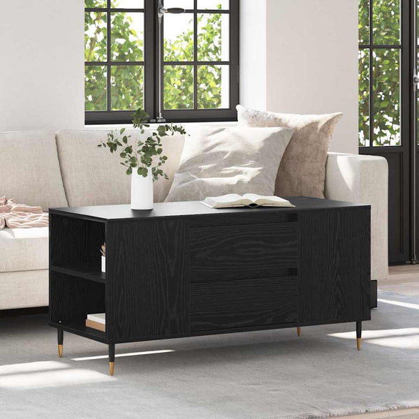 vidaXL Coffee Table Black Oak-Look 102 x 44.5 x 50 cm